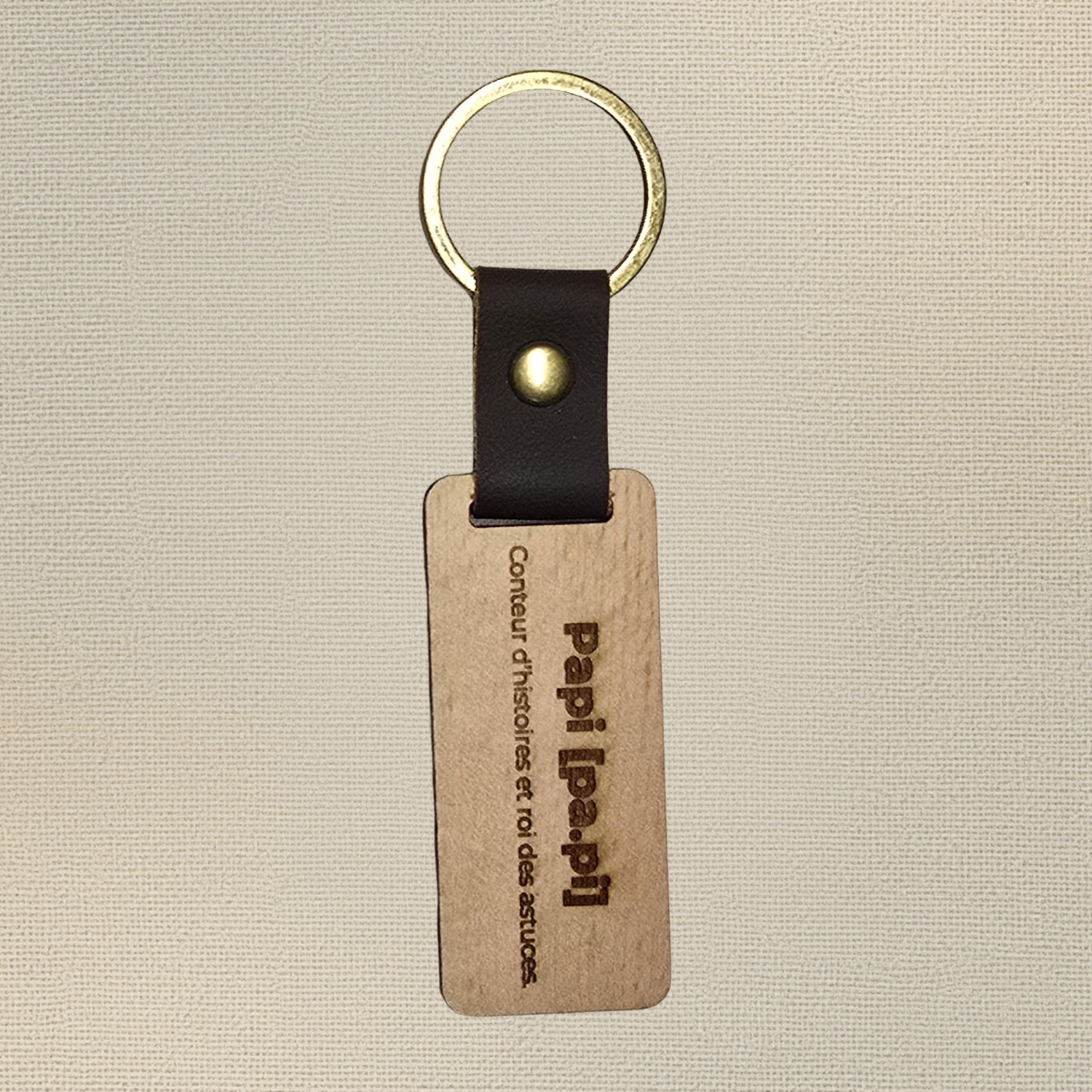 Porte-clé Papi – Bois gravé