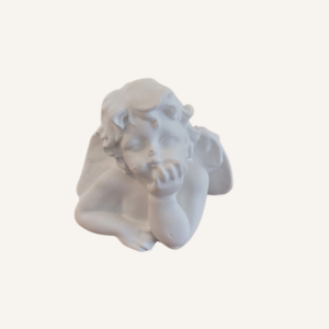 Ange décoratif blanc en aqua résine modèle Songeur – création artisanale