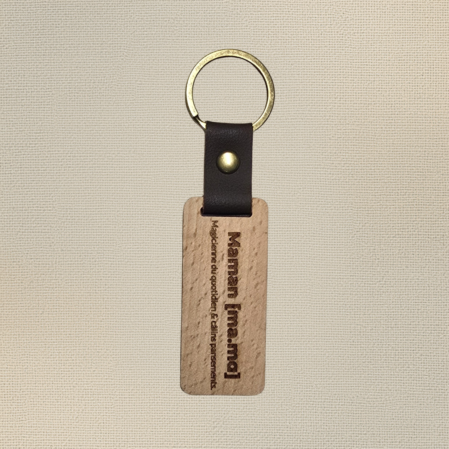 Porte-clé Maman – Bois gravé